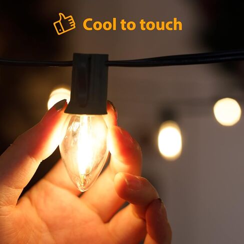 C7 LED Christmas Light Bulb, Clear Vintage Replacement Bulbs for Outdoor Indoor String Lights, Commercial Grade Holiday LED Night Light Bulbs, Warm White, C7 E12 Candelabra Base, 0.6W, 25 Pack in Kuwait