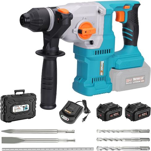 Berserker 20V Cordless 1-1/8" مثقاب مطرقة دوارة SDS-Plus محرك بدون فرشاة مع قابض أمان، بطارية ليثيوم أيون 4.0 أمبير تعمل بالطاقة، شاحن سريع 3.0 أمبير، 4 أوضاع متغيرة السرعة Rotomartillo للخرسانة in Saudi Arabia