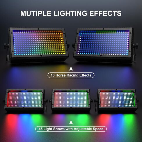 DJ Strobe Stage Light Bar, 288 RGB LED Wall Washer Light, 55 Zones Chasing Stage Party Light 4-in-1 DMX512, Remote Control for Halloween, Wedding, Club, Party (Black 1 Pack) in Saudi Arabia