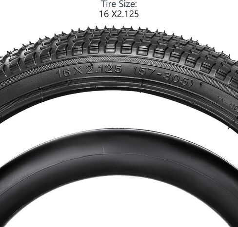 YUNSCM 2-PCS 16" إطارات الدراجة 16x2.125/57-305 و16" أنابيب الدراجة الثقيلة صمام شريدر متوافق مع 16x1.95 16x2.0 16x2.10 16 x 2.125 16x2.15 إطارات وأنابيب الدراجة/الدراجة (Y- 651) in Saudi Arabia