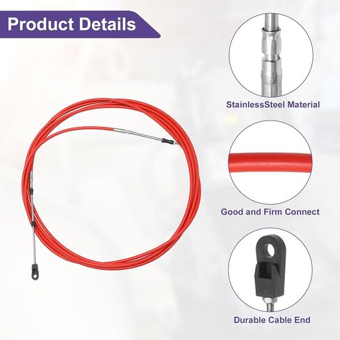 ACROPIX Universal 600cm 20FT 33C/3300 Marine Boat Throttle Shift Control Cable Red with Fastening Head for Yamaha Outboard Engine - Pack of 2 in Saudi Arabia