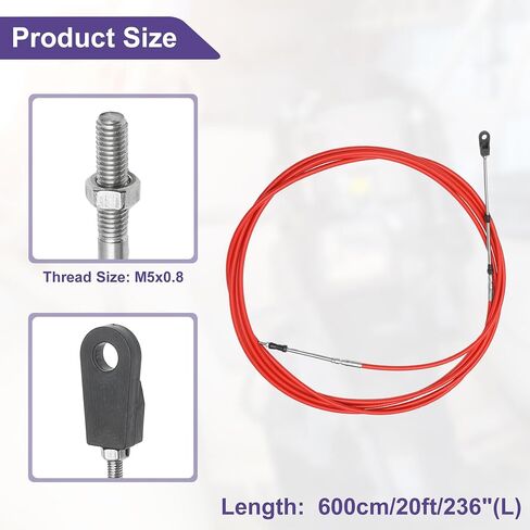 ACROPIX Universal 600cm 20FT 33C/3300 Marine Boat Throttle Shift Control Cable Red with Fastening Head for Yamaha Outboard Engine - Pack of 2 in Saudi Arabia