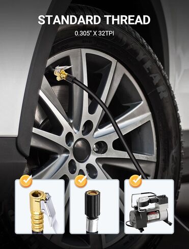 Heavy Duty Locking Tire Chuck Set, 1/4" Female NPT Screw On Air Chuck w/Tire Inflator Nozzle & Pressure Release Button, Quick Connect Tire Inflator Clip Adapter for Air Compressor Guage Pump in Saudi Arabia