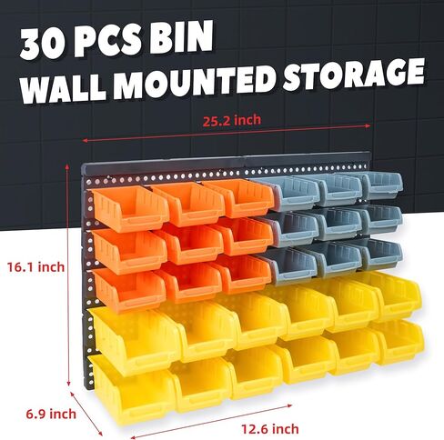 صناديق تخزين مثبتة على الحائط، منظم صناديق قطع 30 قطعة للمتجر، منظم البراغي، رف أدوات المرآب للبراغي والصواميل والمسامير والأظافر والخرز وأجزاء الأجهزة الصغيرة in Kuwait