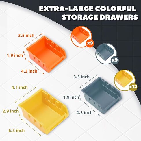 صناديق تخزين مثبتة على الحائط، منظم صناديق قطع 30 قطعة للمتجر، منظم البراغي، رف أدوات المرآب للبراغي والصواميل والمسامير والأظافر والخرز وأجزاء الأجهزة الصغيرة in Kuwait