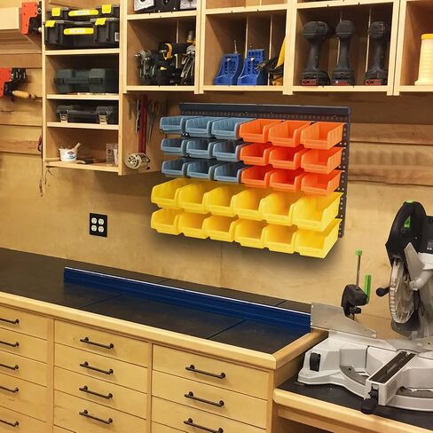 صناديق تخزين مثبتة على الحائط، منظم صناديق قطع 30 قطعة للمتجر، منظم البراغي، رف أدوات المرآب للبراغي والصواميل والمسامير والأظافر والخرز وأجزاء الأجهزة الصغيرة in Kuwait