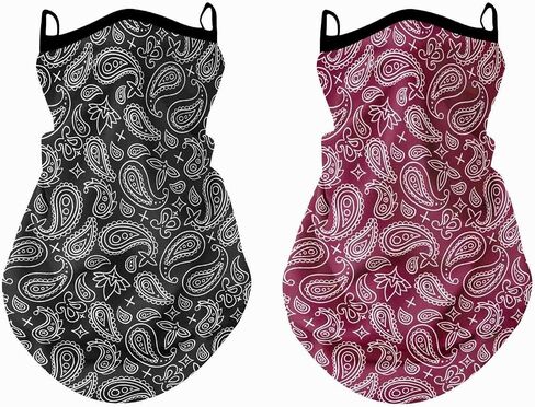 2 Pack Neck Gaiter with Ear Loops Full Head Mask Neck Covers Bandana Cloth Face Gaiter Mask Headwear in Saudi Arabia