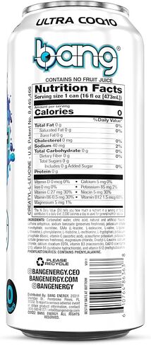 Bang Energy Blue Razz, Sugar-Free Energy Drink, 16-Ounce (Pack of 12) in Saudi Arabia