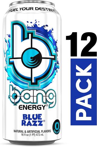 Bang Energy Blue Razz, Sugar-Free Energy Drink, 16-Ounce (Pack of 12) in Saudi Arabia