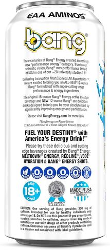 Bang Energy Blue Razz, Sugar-Free Energy Drink, 16-Ounce (Pack of 12) in Saudi Arabia