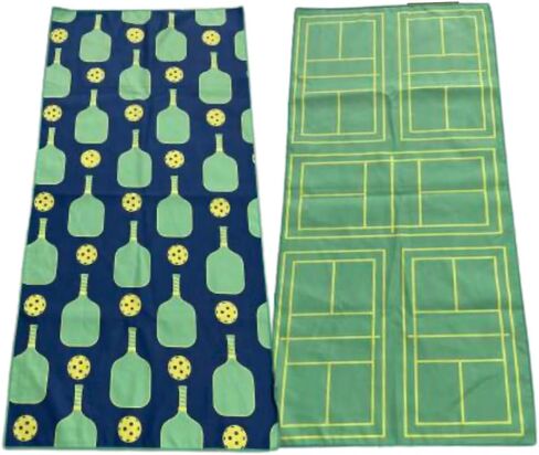 Pickleball Premium Microfiber Towel, Pickleball Gift and Accessory, Cute 15x30 inch Sports Towel for Pickleball Players (Green/Navy) in Saudi Arabia