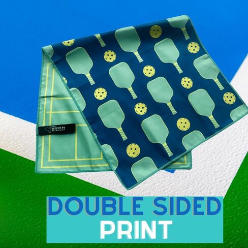 Pickleball Premium Microfiber Towel, Pickleball Gift and Accessory, Cute 15x30 inch Sports Towel for Pickleball Players (Green/Navy) in Saudi Arabia