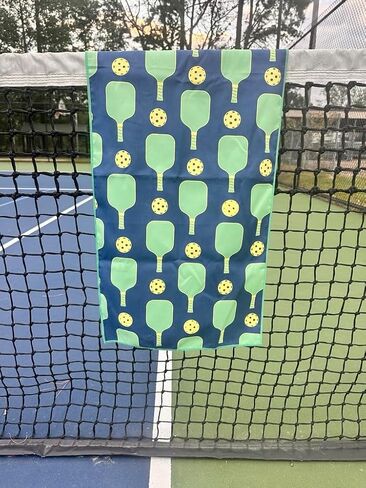 Pickleball Premium Microfiber Towel, Pickleball Gift and Accessory, Cute 15x30 inch Sports Towel for Pickleball Players (Green/Navy) in Saudi Arabia