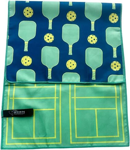 Pickleball Premium Microfiber Towel, Pickleball Gift and Accessory, Cute 15x30 inch Sports Towel for Pickleball Players (Green/Navy) in Saudi Arabia