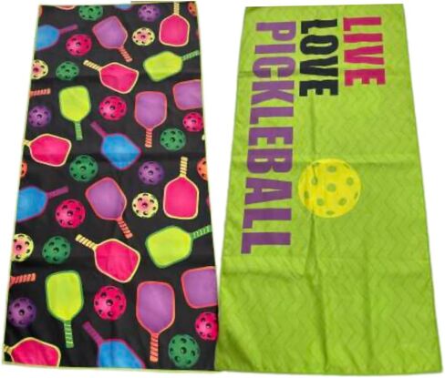 Pickleball Premium Microfiber Towel, Pickleball Gift and Accessory, Cute 15x30 inch Sports Towel for Pickleball Players (Green/Navy) in Saudi Arabia