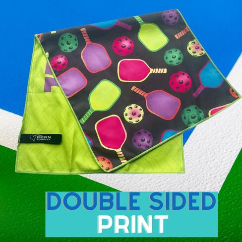 Pickleball Premium Microfiber Towel, Pickleball Gift and Accessory, Cute 15x30 inch Sports Towel for Pickleball Players (Green/Navy) in Saudi Arabia