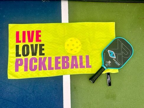Pickleball Premium Microfiber Towel, Pickleball Gift and Accessory, Cute 15x30 inch Sports Towel for Pickleball Players (Green/Navy) in Saudi Arabia