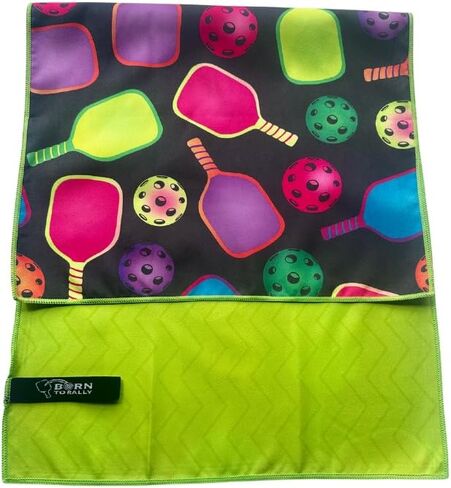 Pickleball Premium Microfiber Towel, Pickleball Gift and Accessory, Cute 15x30 inch Sports Towel for Pickleball Players (Green/Navy) in Saudi Arabia