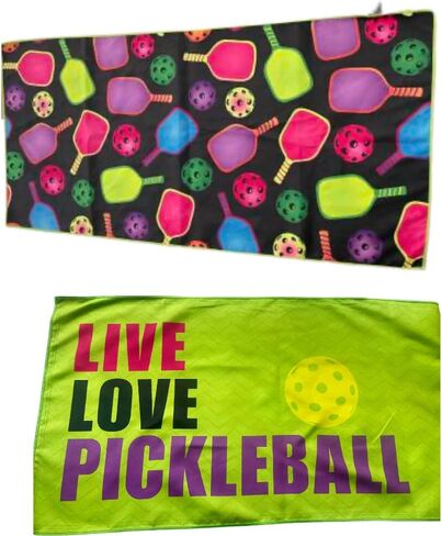 Pickleball Premium Microfiber Towel, Pickleball Gift and Accessory, Cute 15x30 inch Sports Towel for Pickleball Players (Green/Navy) in Saudi Arabia