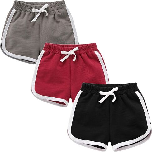 Girls Shorts 3-Pack 100% Cotton Active Athletic Running Sleeping for Toddler Kids Big Girl's in Saudi Arabia