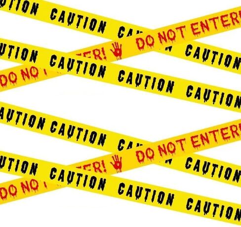 2 Rolls Halloween Fright Tape 164ft/50m Caution Tape Do Not Enter Tape with Blood Handprint Tape Halloween Warning Tape Banner Outdoor Halloween Party Decorations for Room Door Haunted Houses in Kuwait
