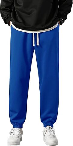 Marine Royal Men's Sweatpants, Drawstring Waist Running Fitness Jogging Pants in Saudi Arabia