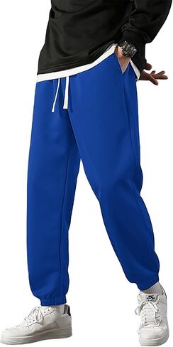Marine Royal Men's Sweatpants, Drawstring Waist Running Fitness Jogging Pants in Saudi Arabia