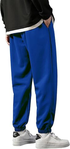 Marine Royal Men's Sweatpants, Drawstring Waist Running Fitness Jogging Pants in Saudi Arabia