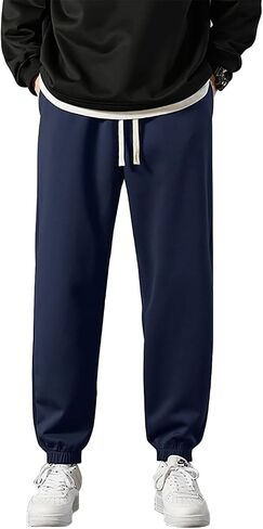 Marine Royal Men's Sweatpants, Drawstring Waist Running Fitness Jogging Pants in Saudi Arabia