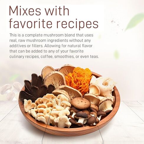 Organic Giant Mushroom ，10 in 1 Mega Mushroom-Complex Formula Powder for Immune System Booster, Reishi & More,Chaga, Lions Mane, Cordyceps, Vegan, (284 Days Supply) in Kuwait