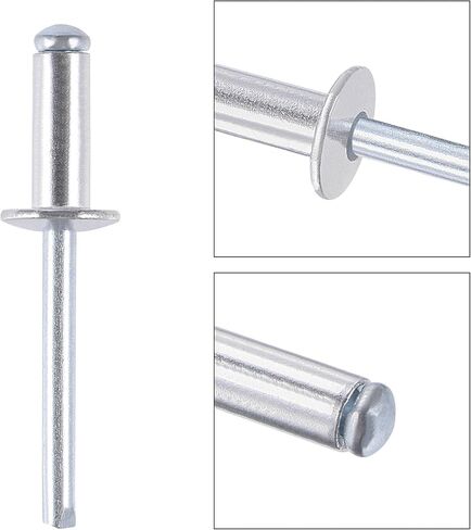 uxcell Blind Rivets, Aluminum Pull Rivets Core Decoration Rivets 6mm Diameter 12mm Grip Length Silver Tone, 25pcs in Saudi Arabia