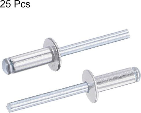 uxcell Blind Rivets, Aluminum Pull Rivets Core Decoration Rivets 6mm Diameter 12mm Grip Length Silver Tone, 25pcs in Saudi Arabia