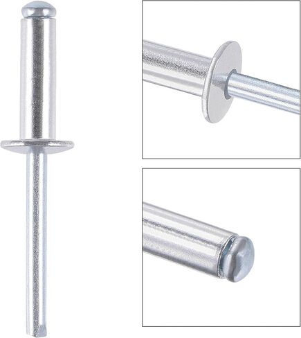 uxcell Blind Rivets, Aluminum Pull Rivets Core Decoration Rivets 6mm Diameter 12mm Grip Length Silver Tone, 25pcs in Saudi Arabia