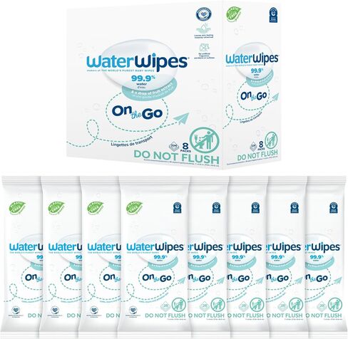 WaterWipes On The Go Wipes, 99.9% Water-Based Wipes for Travel, Sports, and to Refresh Skin, Unscented & Hypoallergenic, 28 Count (1 Pack) in Saudi Arabia