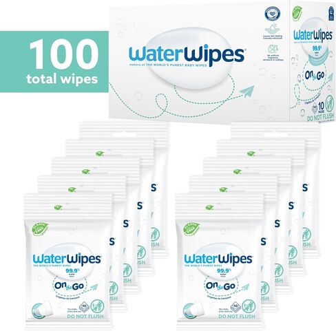 WaterWipes On The Go Wipes, 99.9% Water-Based Wipes for Travel, Sports, and to Refresh Skin, Unscented & Hypoallergenic, 28 Count (1 Pack) in Saudi Arabia