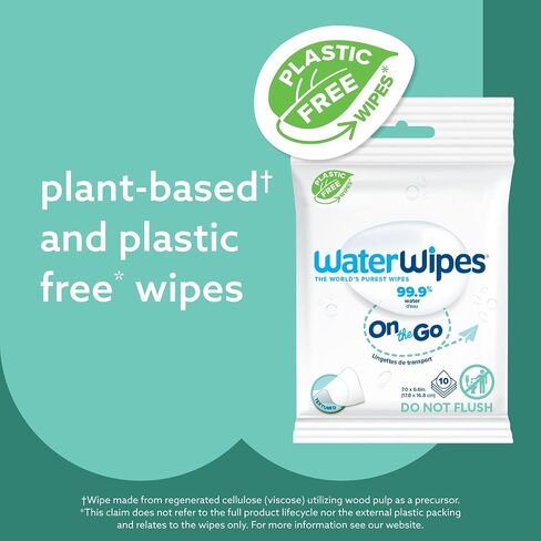 WaterWipes On The Go Wipes, 99.9% Water-Based Wipes for Travel, Sports, and to Refresh Skin, Unscented & Hypoallergenic, 28 Count (1 Pack) in Saudi Arabia