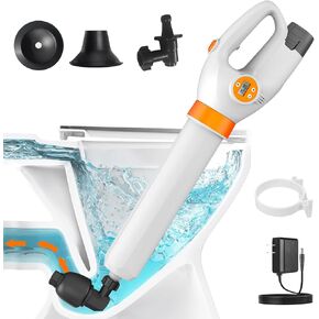 Electric Toilet Plunger, High Pressure Plunge Blaster Heavy Duty, Cordless Air Drain Blaster with Digital Barometer, Rechargeable Air Plunger for Unclogging Toilet Sink Drain