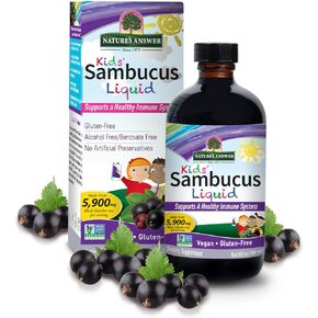 Nature's Answer Sambucus Elderberry Syrup for Kids 8 Fluid Ounces |Immune Support Booster | Kosher Certified | Gluten-Free | No Artificial Flavors or Preservatives | Single Count