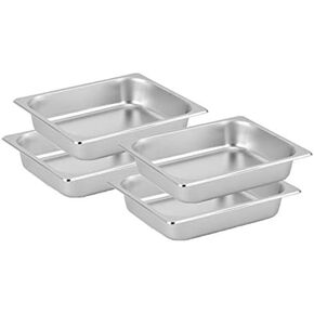 [Set of 4] 2 1/2 inch Deep Steem Tabel Pans Half Size, Anti-jam Stainless Steel (4, Half Size)