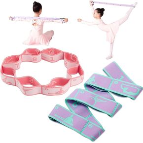 Stretch Straps with Loops for Exercise, 2 Pcs Yoga Stretch Straps for Kids, Elastic Stretching Straps 8 Loops Leg Stretcher for Dance, Gymnastics, Pilates