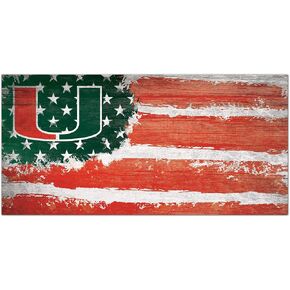 Fan Creations NCAA Miami Hurricanes Unisex University of Miami Flag Sign, Team Color, 6 x 12