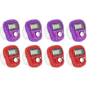 8PCS Electronic Finger Counter, Electronic Handheld Tally Counter, Digital Electronic Tasbeeh Counters, Manual Digital Clicker, for Row People, Score, Inventory, Store (Purple,Red)