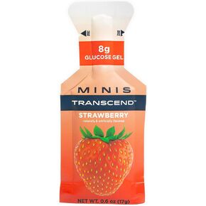 Transcend Foods Mini Strawberry Gel (.6 oz, Pack of 24) Fast-Acting Carb Gel Strawberry Flavor – Travel Size, Caffeine Free, Gluten Free