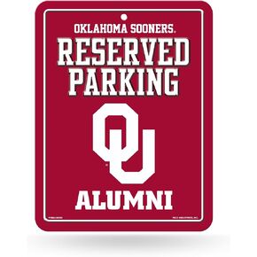 Rico Industries NCAA Oklahoma Sooners 8.5" x 11" Carbon Fiber Metal Parking Sign - Great for Man Cave, Bed Room, Office, Home Décor
