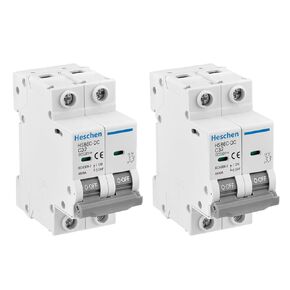 2PCS DC Miniature Circuit Breaker, HSB6C-DC, 2 Poles, DC500V 32A, Photovoltaic Circuit Breaker, for Solar PV System Solar Panels Grid System, 35mm DIN Rail Mounting (32A)