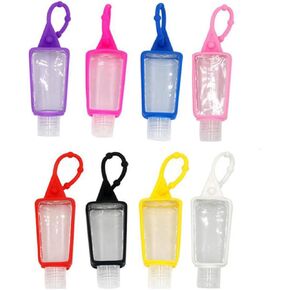 Snadulor 3 Pcs Empty Hand Sanitizer Holder Keychain Travel Size Plastic Clear Bottles with Silicone Sleeve Refillable Containers (30ml/1oz)