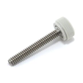 #6-32 x 1 Thumb Screw Stainless Steel - Gray Knurled Round Plastic Knob - Standard/Coarse Thread Thumbscrew - Length: 1.000" - Proudly Built in USA - Package of (4)