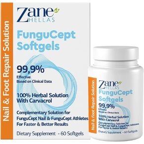 زين هيلاس FunguCept كبسولات هلامية. للحصول على نتائج أسرع وأفضل. كبسولات هلامية داعمة لأظافر FunguCept وFunguCept الرياضيين. 60 كبسولة هلامية.