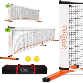 Zdgao 2-in-1 Portable Pickleball Net - Pickleball Net for Driveway with 22 FT Regulation Size & 11 FT Half Court Size Net with Pickleball Ball and Carry Bag, Steady Metal Frame for All Weather