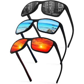Sunglasses Men Polarized, Square Lightweight Sports Sun Glasses with UV Protection for Driving Fishing Golf